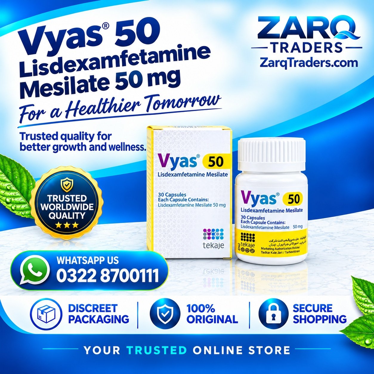 Vyas 50 mg Capsules Lisdexamfetamine Mesilate Price In Pakistan
